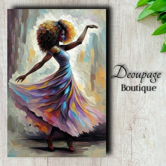 Papel De Seda Baile Arcoíris Espíritu Alegre en Movimiento Decou (Rainbow Dance - Joyful Spirit in Motion Decoupage Tissue Paper)