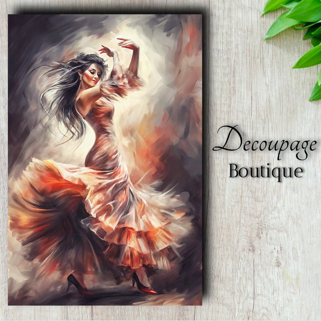 Papel De Seda Baile etéreo - Sueños de acuarela de Espíritu flam (Ethereal Dance - Flamenco Spirit in Watercolor Dreams Decoupage Tissue Paper)