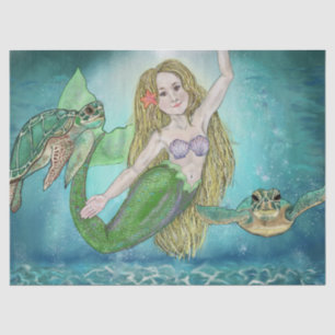 Papel De Seda Baile lunar de sirenas y tortugas