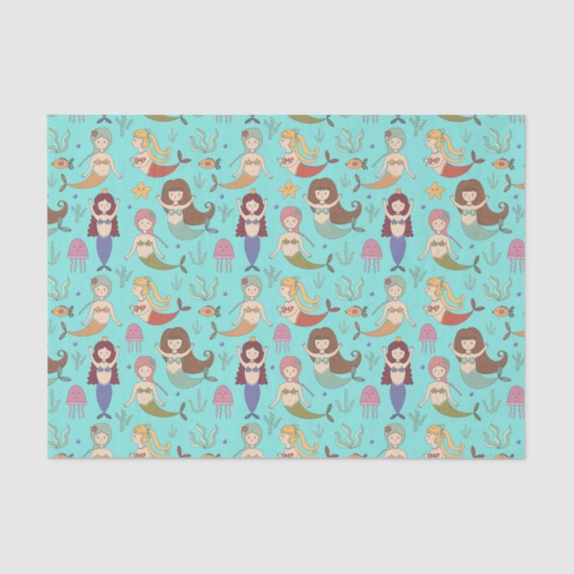 Papel De Seda Bajo el mar, feliz sirena haciendo lo que hacen la (Anverso)