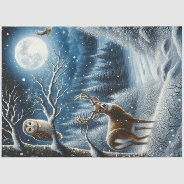 Papel De Seda Bajo el solsticio Moon Winter Woodland (Anverso)