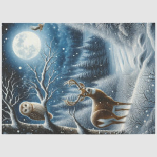 Papel De Seda Bajo la Luna del Solsticio Bosque Invernal