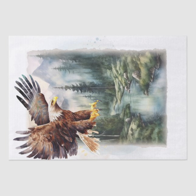 Papel De Seda Bald Eagle Mountain Watercolor (Anverso)