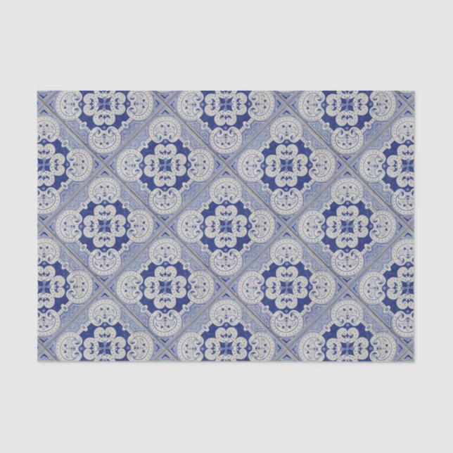 Papel De Seda Baldosa cerámica del azul de cobalto (Anverso)