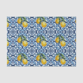 Papel De Seda Baldosas azules y limones de la temática Amalfi Po