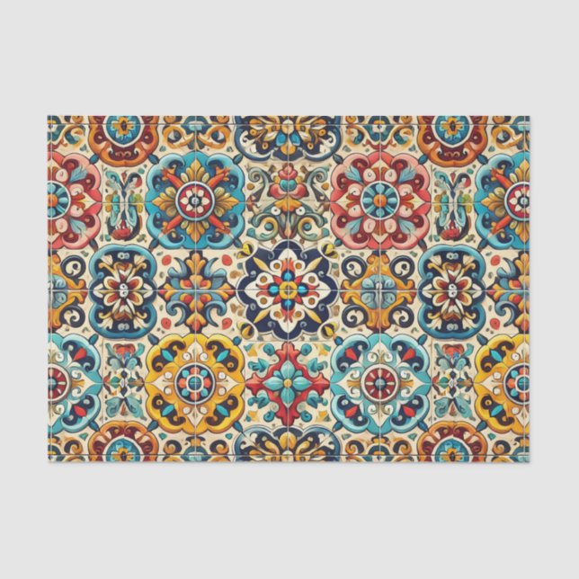 Papel De Seda Baldosas coloridas mexicanas (Anverso)