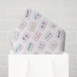 Papel De Seda Baldosas de color rosa y verde Mahjong
