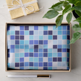 Papel De Seda Baldosas de piscina, mosaicos azules, patrón geomé