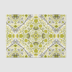 Papel De Seda Baldosas florales en verde