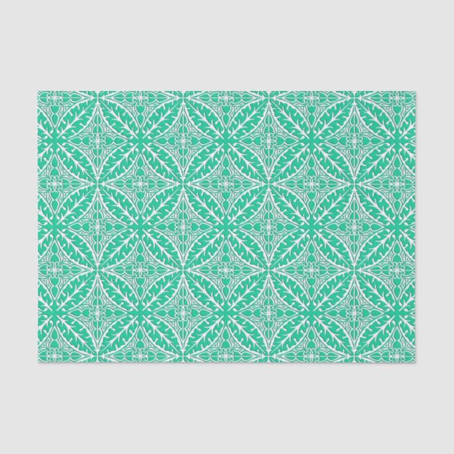 Papel De Seda Baldosas marroquíes: azul turquesa y blanco (Anverso)
