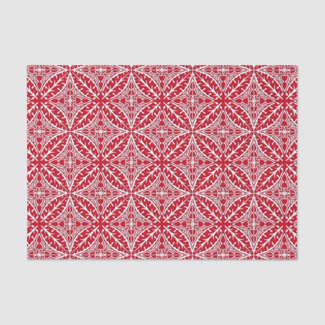Papel De Seda Baldosas marroquíes - rojo oscuro y blanco (Anverso)