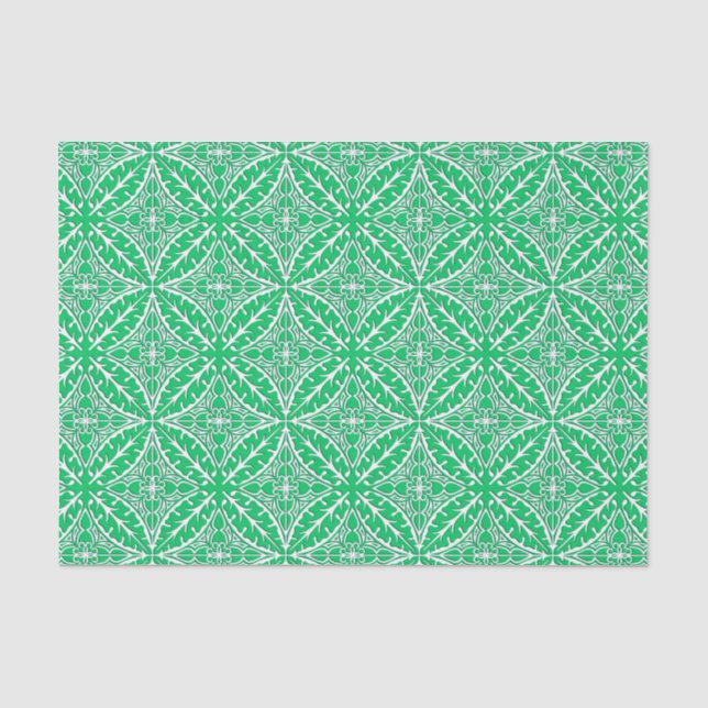 Papel De Seda Baldosas marroquíes - verde jade y blanco (Anverso)