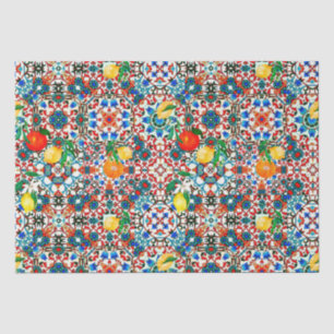 Papel De Seda Baldosas mediterráneas, mosaicos, limón, arte de v