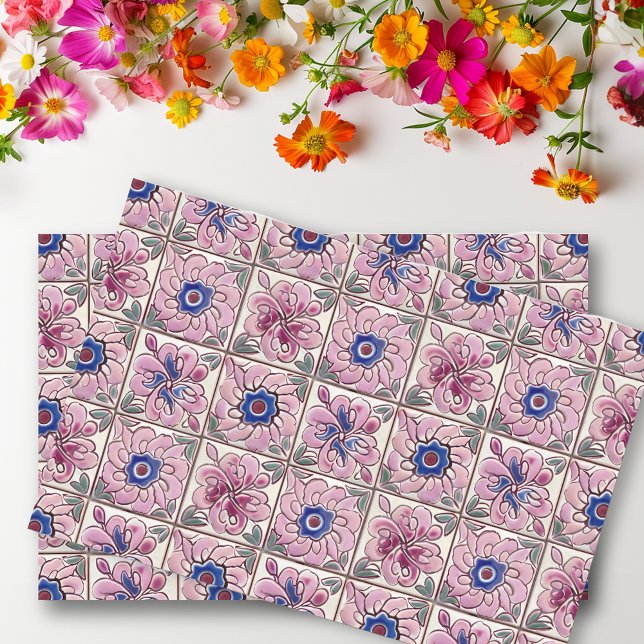 Papel De Seda Baldosas mexicanas rosadas de Talavera (Subido por el creador)
