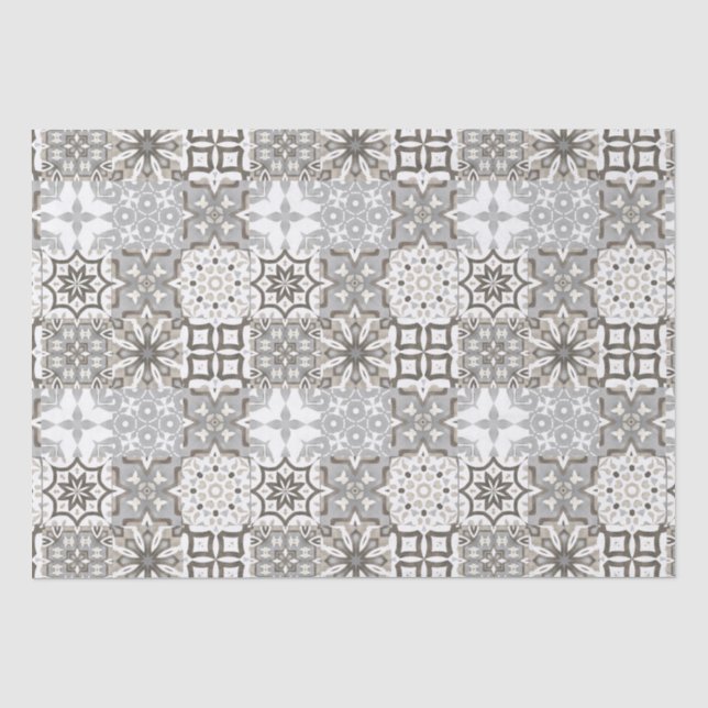 Papel De Seda Baldosas neutrales, beige, grises, marroquíes (Anverso)