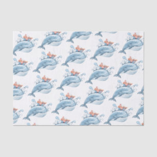 Papel De Seda Ballena Azul Acuarela