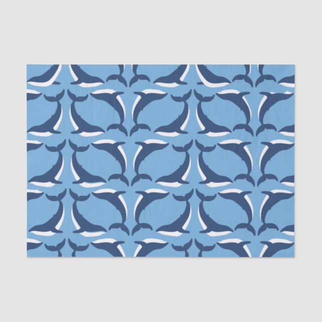 Papel De Seda Ballenas blancas azules Yin Yang Sea Animal Ocean  (Anverso)