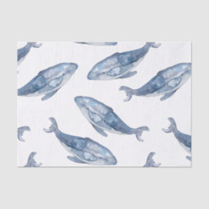 Papel De Seda Ballenas jorobadas en acuarela