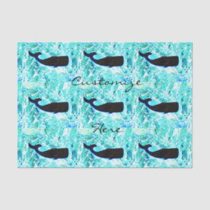 Papel De Seda ballenas negras Thunder_Cove azul