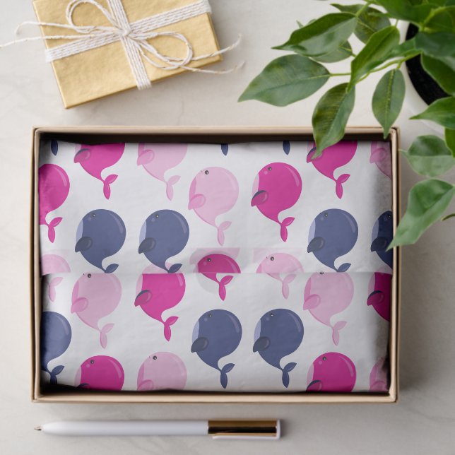 Papel De Seda Ballenas, Patrón De Ballenas, Animales Marinos (Regalo )