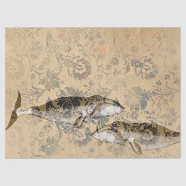 Papel De Seda Ballenas y resumen de descomposición floral (Anverso)