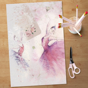 Papel De Seda Ballerina Dance Duo Floral Decoupage