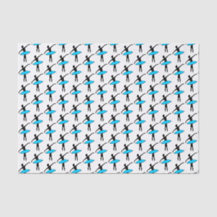 Papel De Seda Ballerina Neon Ballet Bailarina Silhouette Aqua Bl