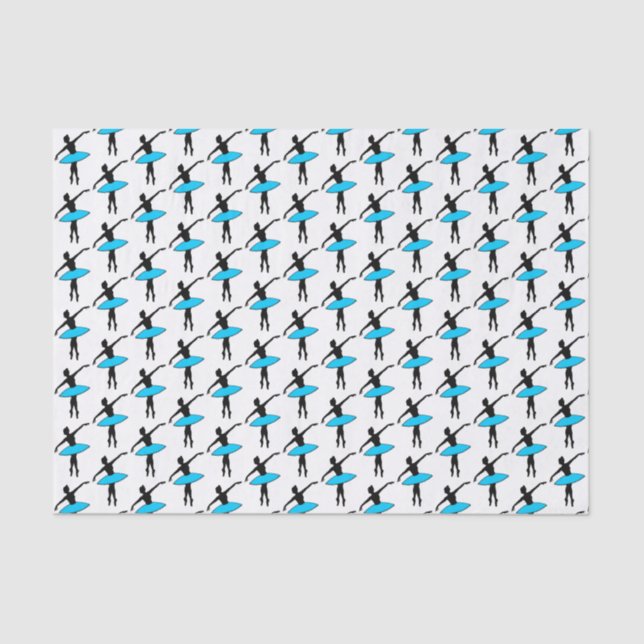 Papel De Seda Ballerina Neon Ballet Bailarina Silhouette Aqua Bl (Anverso)