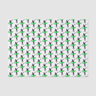 Papel De Seda Ballerina Neon Ballet Dancer Silhouette Green