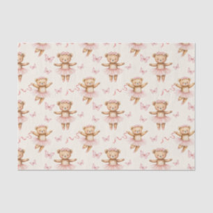 Papel De Seda Ballerina Teddy Bears Pink Tutus and Butterflies