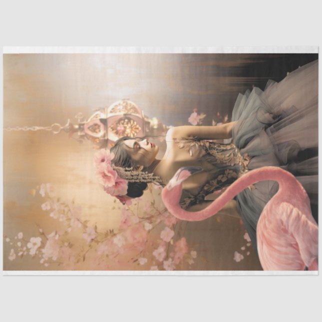 Papel De Seda Ballerina y Flamingo Fantasía, descomposición (Anverso)