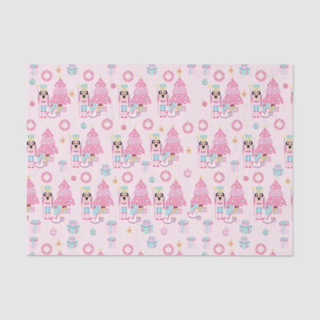 Papel De Seda Ballet de cazabotas para Navidades rosados (Anverso)