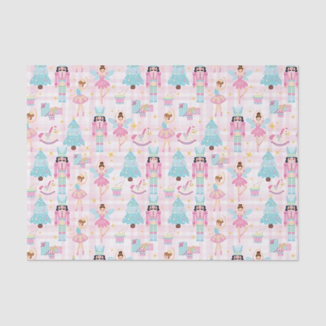 Papel De Seda Ballet de cazabotas para Navidades rosados (Anverso)