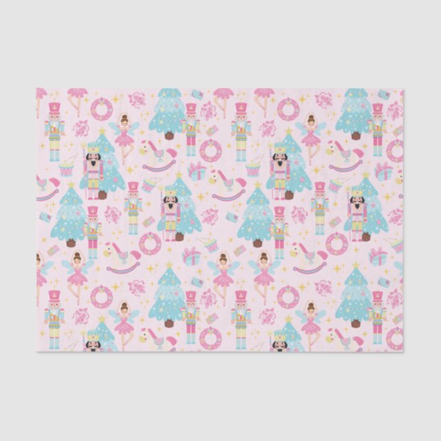 Papel De Seda Ballet de cazabotas para Navidades rosados (Anverso)