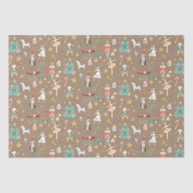 Papel De Seda Ballet Rústico Kraft Navidades Nutcracker (Anverso)