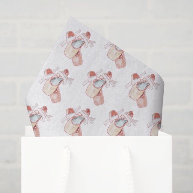 Papel De Seda Ballet Toe Shoes Art Dancer Patterna Rosa (Bolsa de regalo)