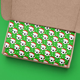 Papel De Seda Balón de fútbol con sombrero de Santa y copos de n