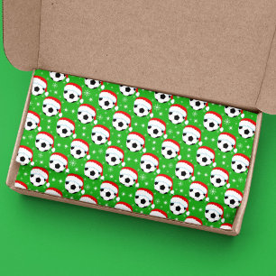 Papel De Seda Balón de fútbol con sombrero de Santa y copos de n