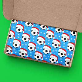 Papel De Seda Balón de fútbol con sombrero de Santa y copos de n
