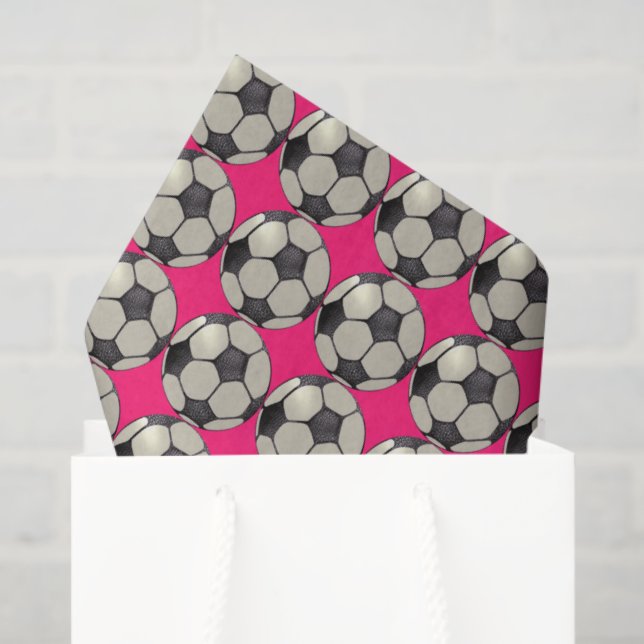 Papel De Seda Balón de fútbol / Rosa caliente (Bolsa de regalo)