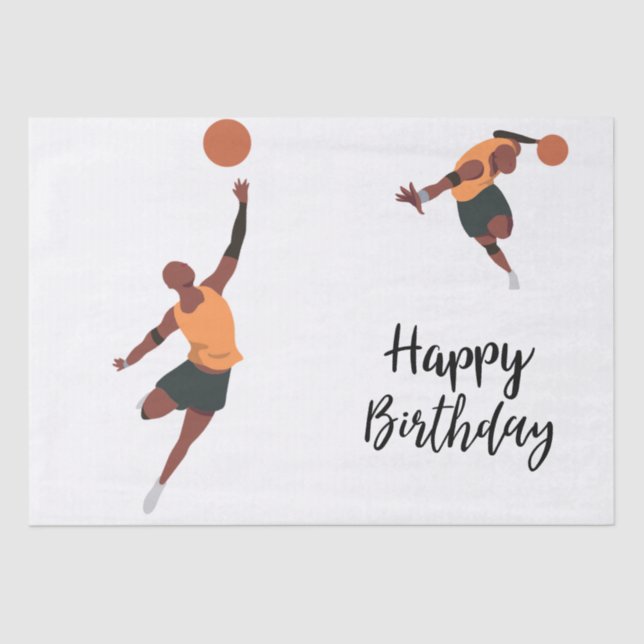 Papel De Seda Baloncesto con cumpleaños feliz   (Anverso)