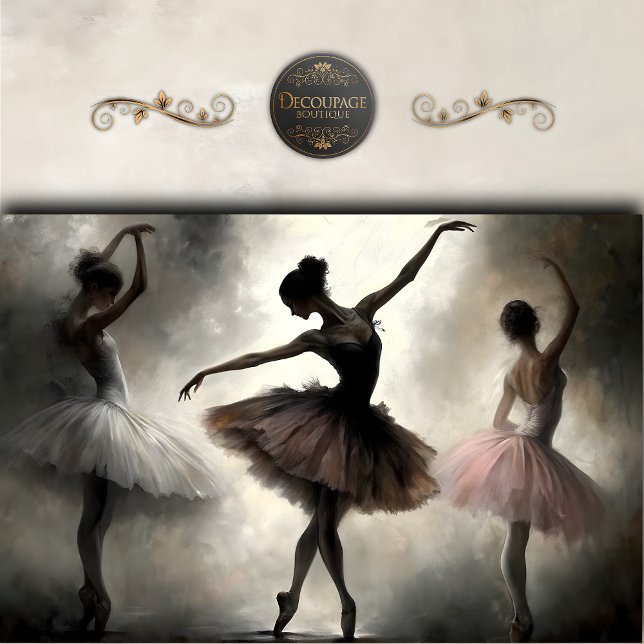 Papel De Seda Baloncesto rosa marrón crema Resumen Desnudar (Cream Brown Pink Ballerinas Abstract Decoupage Tissue Paper)