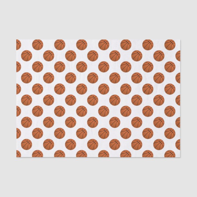 Papel De Seda Balones de Baloncesto Marrones sobre Blanco (Anverso)