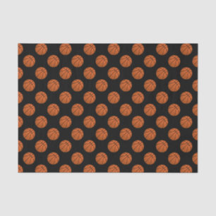 Papel De Seda Balones de Baloncesto Marrones sobre Negro