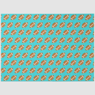 Papel De Seda Balones de Fútbol Americano sobre Azul Turquesa