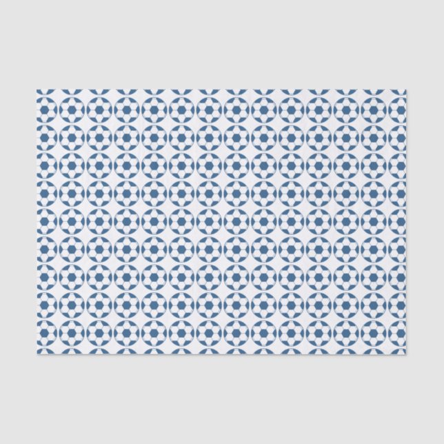 Papel De Seda Balones de Fútbol Azules Patrón (Anverso)