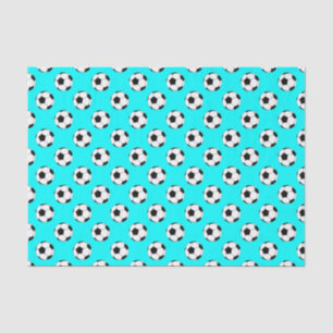 Papel De Seda Balones de fútbol negro/blanco, azul acuático