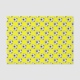 Papel De Seda Balones de fútbol negro/blanco sobre amarillo
