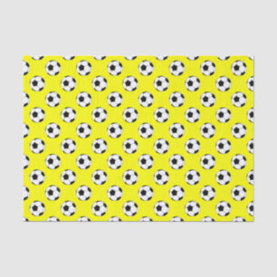 Papel De Seda Balones de fútbol negro/blanco sobre amarillo