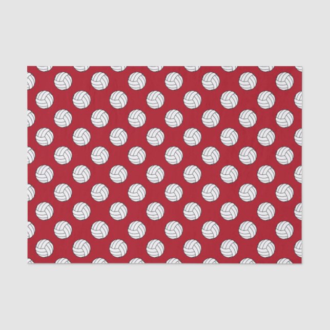Papel De Seda Balones de Voleibol Blanco/Negro, Rojo Oscuro (Anverso)